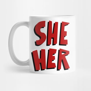 black and red pronouns she her Mug